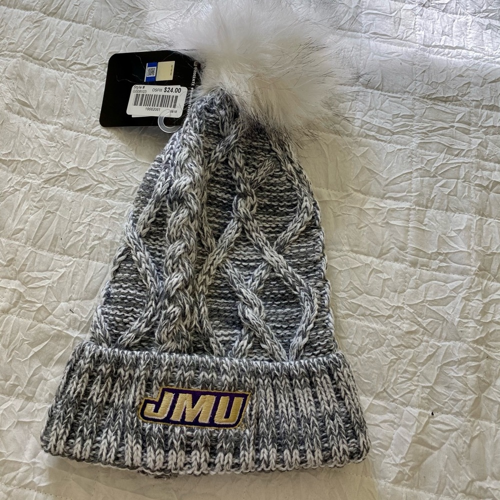 NWT JMU Gray and White Knit Hat